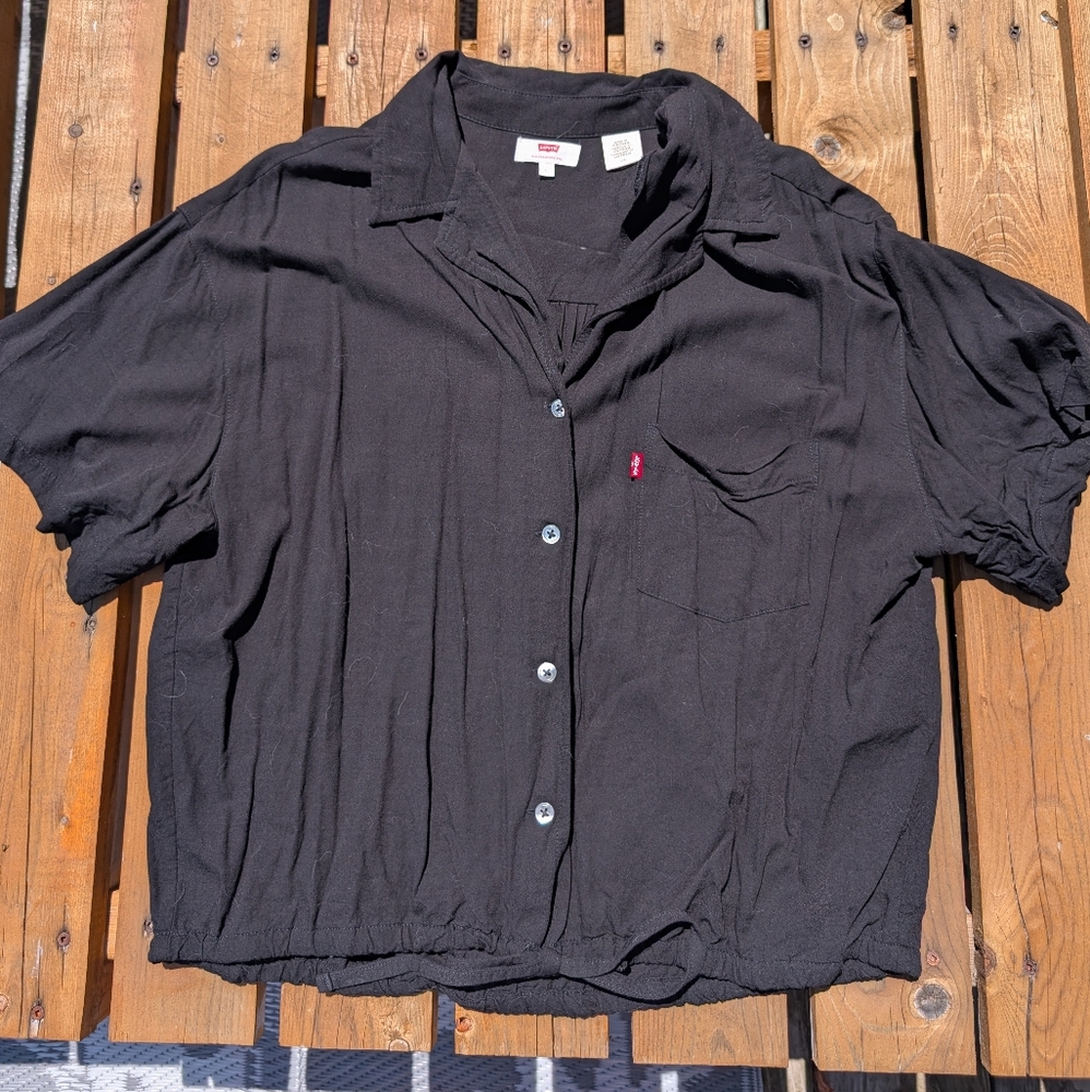 Levi's Black Blouse Short Sleeve Top
